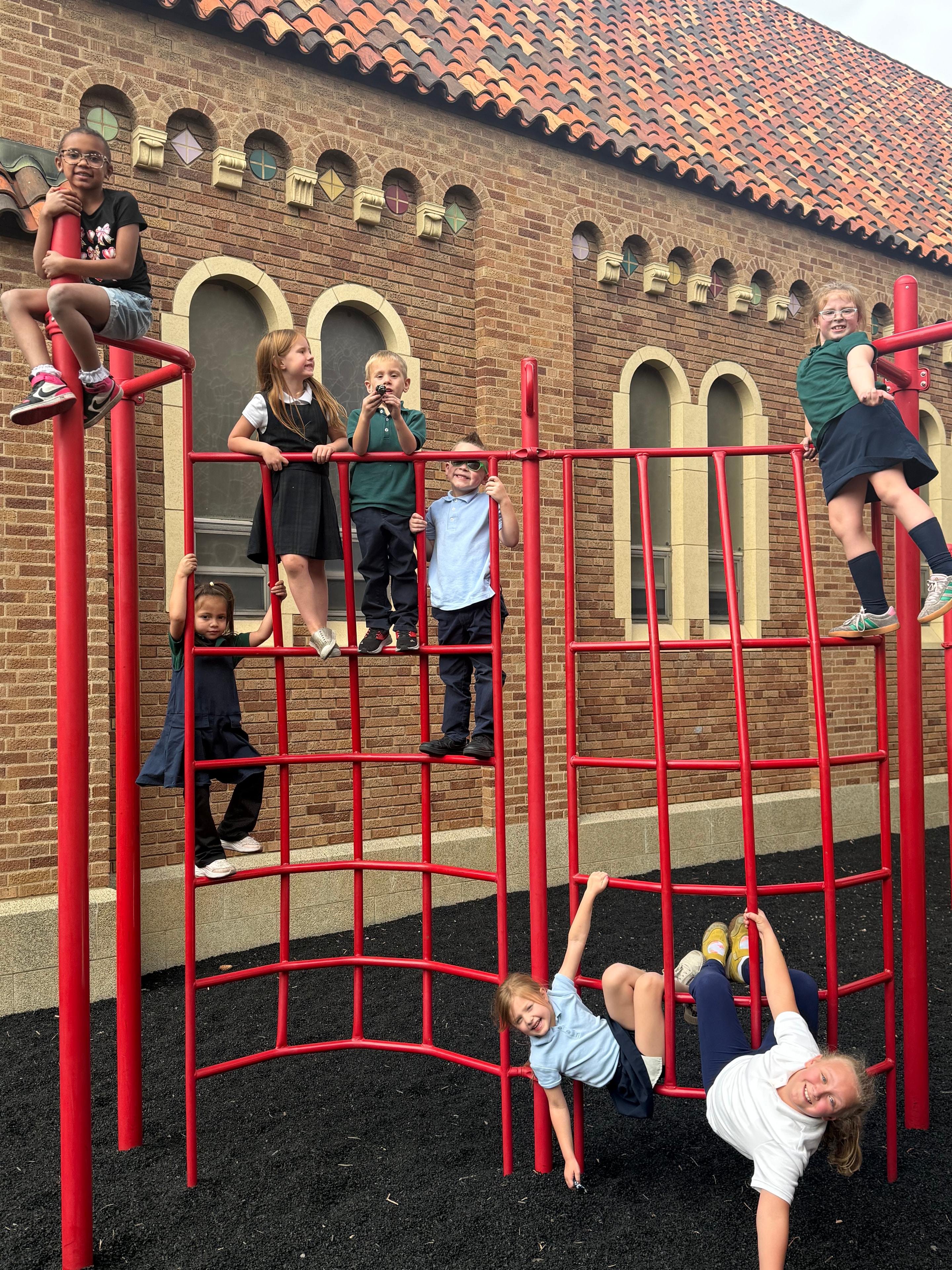 HSCS Extended Care students enjoying outdoor time in the school parking lot